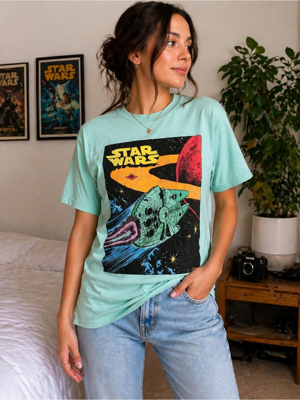Star Wars Graphic Tee Small Spacecore Retro Galaxy Unisex Shirt